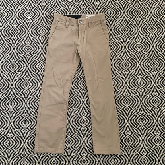 VOLCOM BOYS REGULAR STRETCH PANTS - KHAKI - Picture 2 of 4